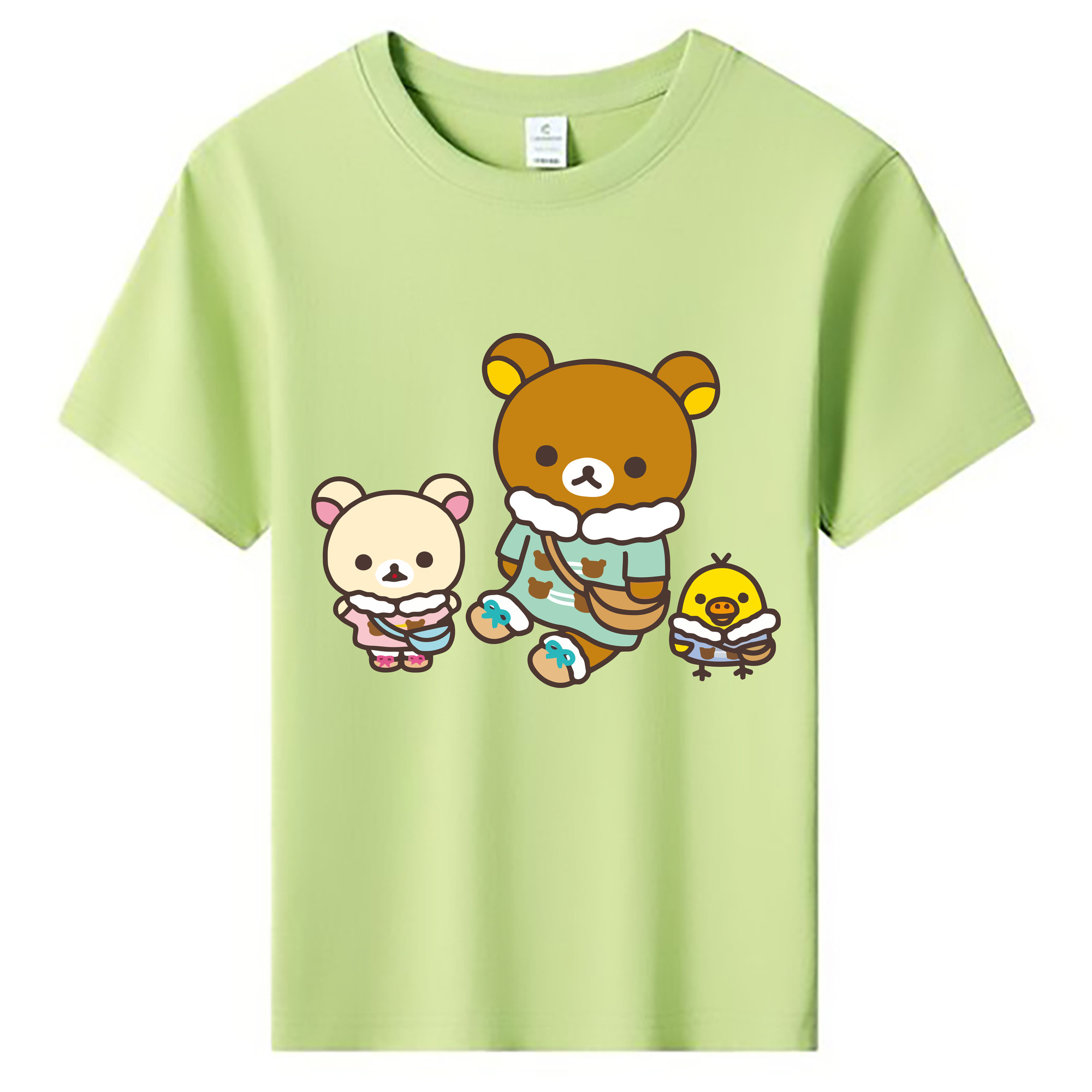 （画像用） リラックマ リラックマ キイロイトリ Rilakkuma Korilakkuma Kiiroitori 綿100％キッズTシャツ（フロントプリント）